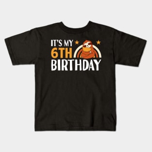 It's My 6th Birthday Sloth Kids T-Shirt